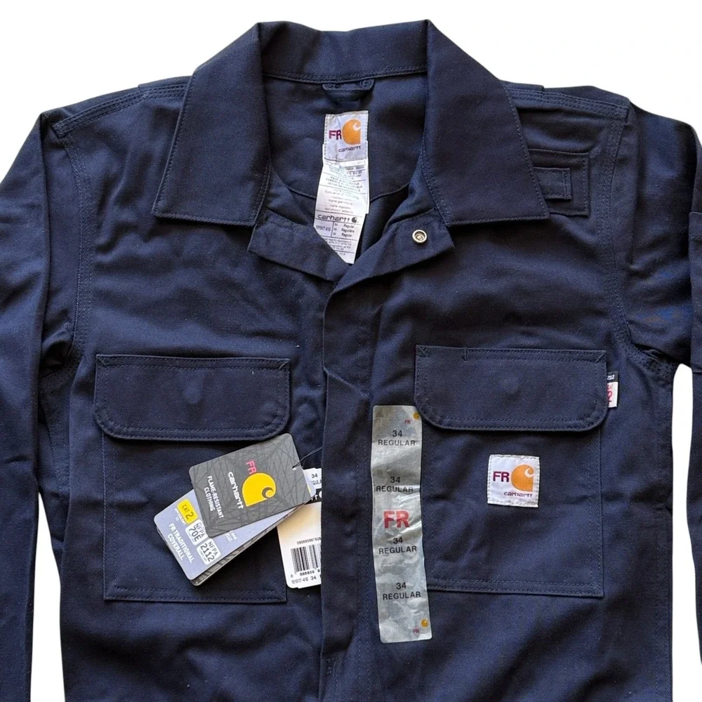 Carhartt FR Traditional Coverall Mens 34 Regular Navy Blue 101017 410 CAT 2 NWT